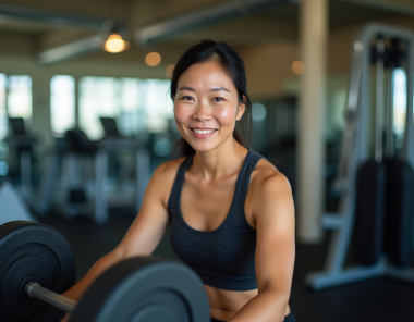 a woman weight training in a gym